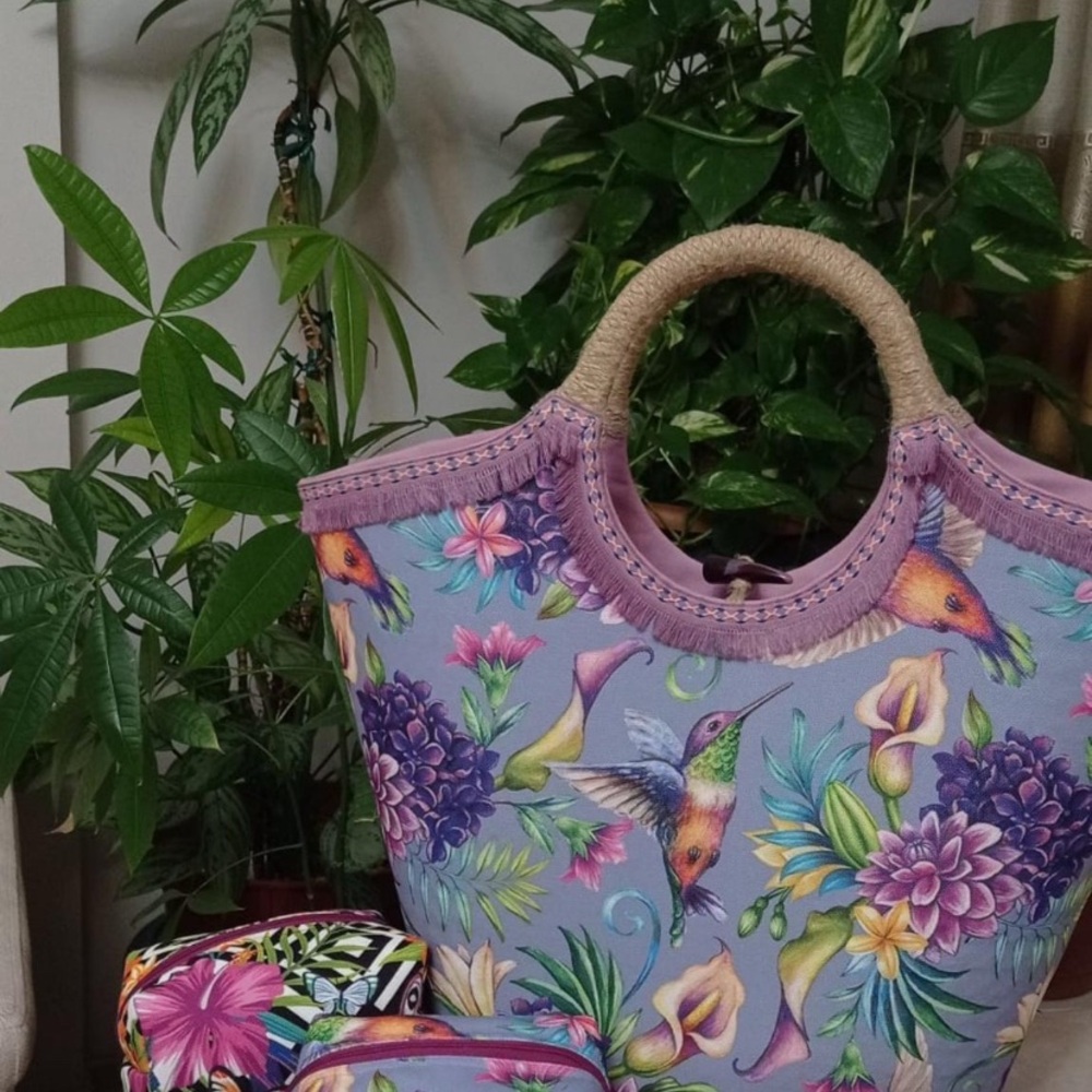 Floral Hummingbird Tote Bag